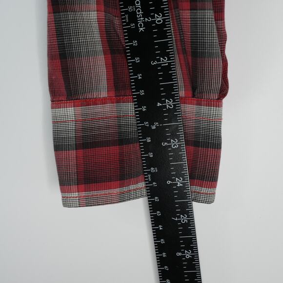 Parx Shirt Mens 42 CM Slim Buffalo Plaid Long Sleeve Button Up Red - Picture 11 of 11